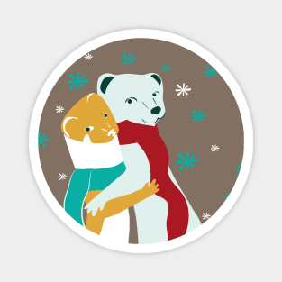 Weasel hugs Christmas in brown Magnet